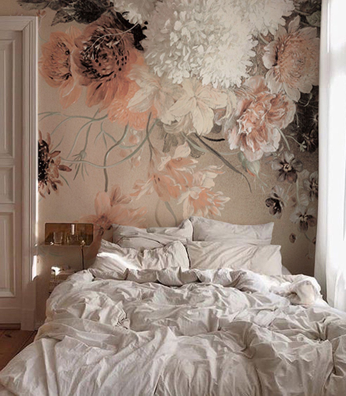 Beige Floral Wallpaper