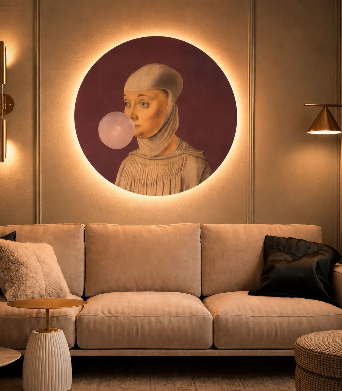 Dots Lighting Woman with Bubble Gum Eggplant