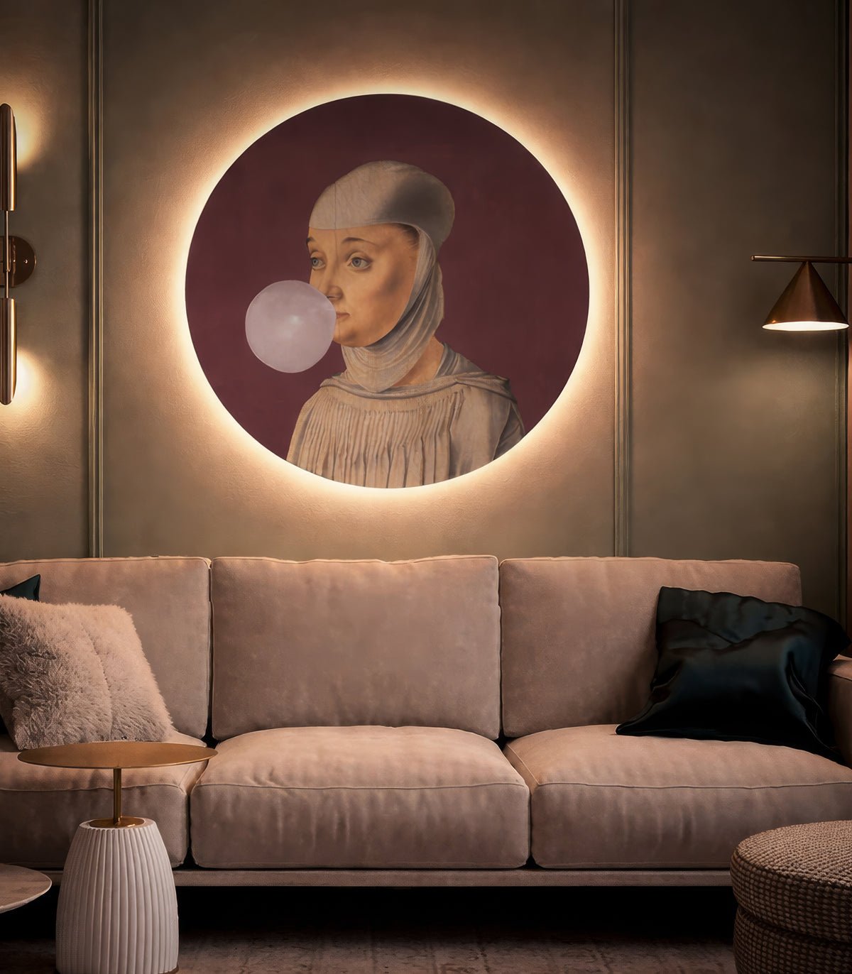 Dots Lighting Woman with Bubble Gum Eggplant - Wallcolors®