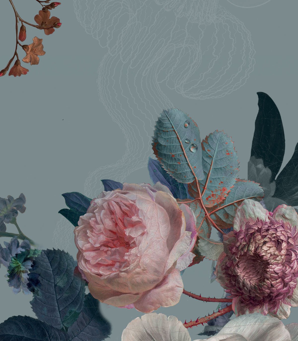 Tapeta Blush Garden Blue - Wallcolors®