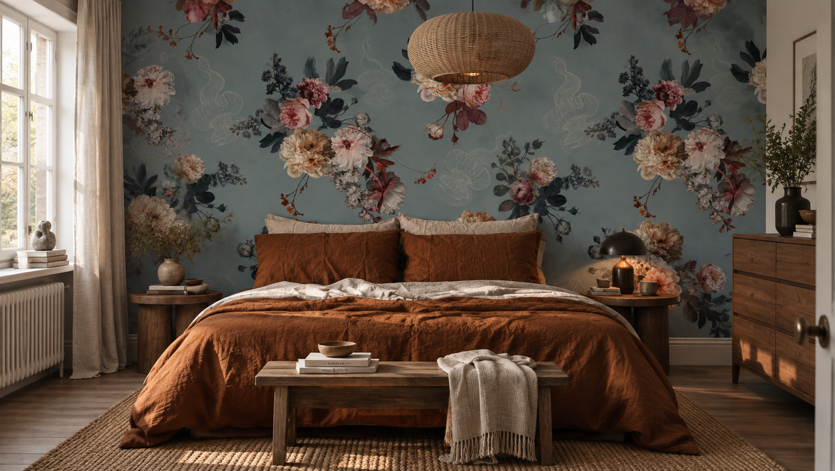 Wallpaper Blush Garden Blue