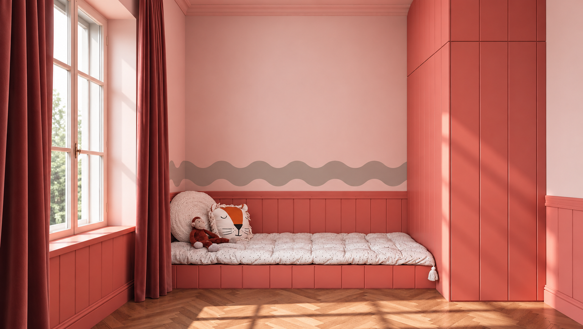 Border Double Wave Calm Peach Veil