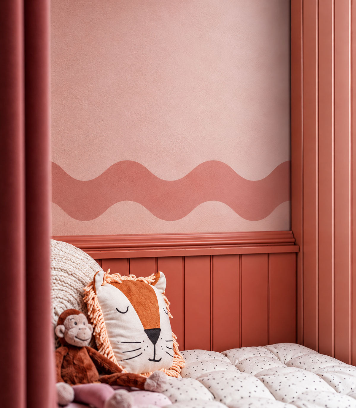 Border Double Wave Calm Peach Veil
