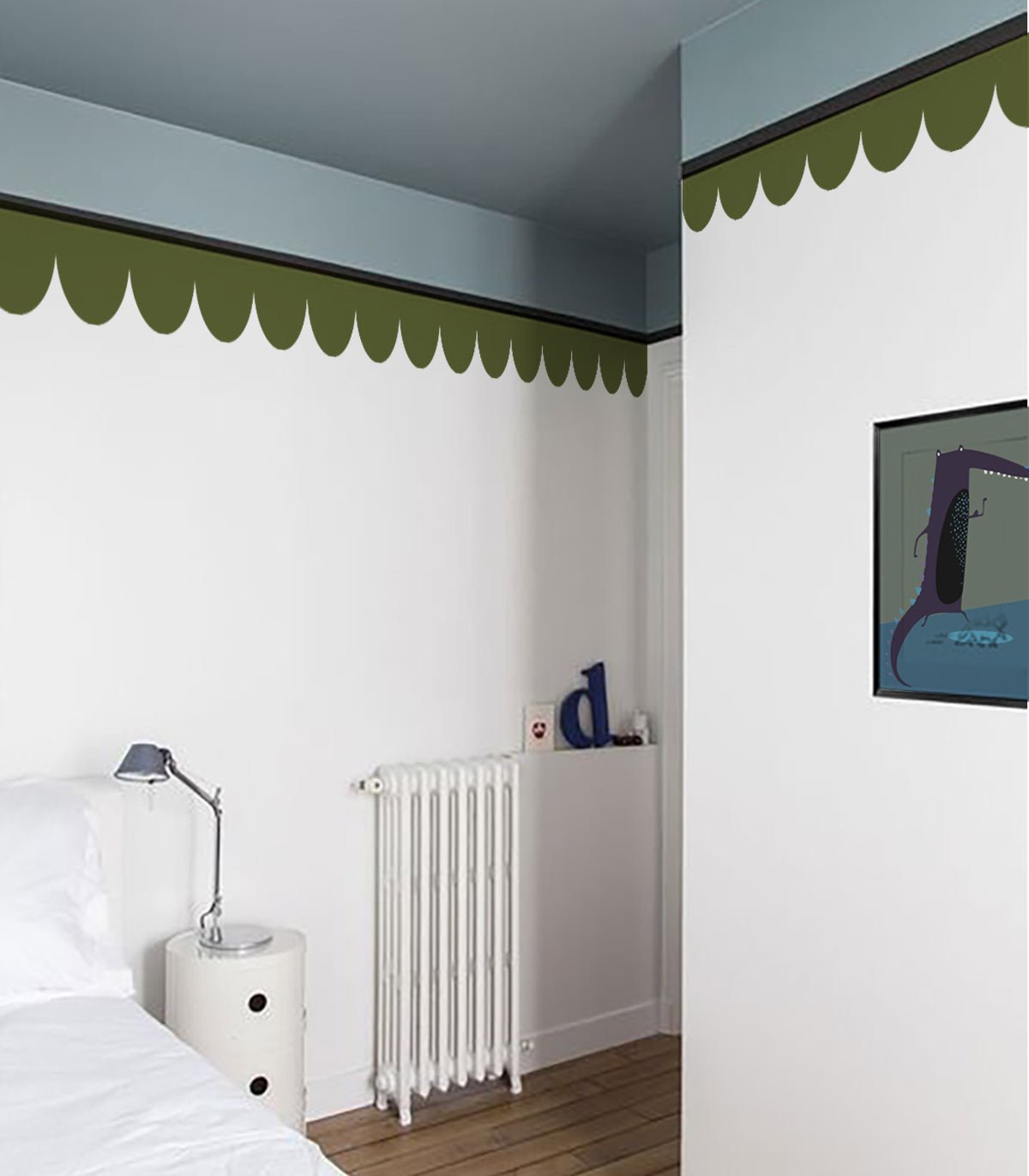 Border Seashell Deep Olive - Wallcolors®