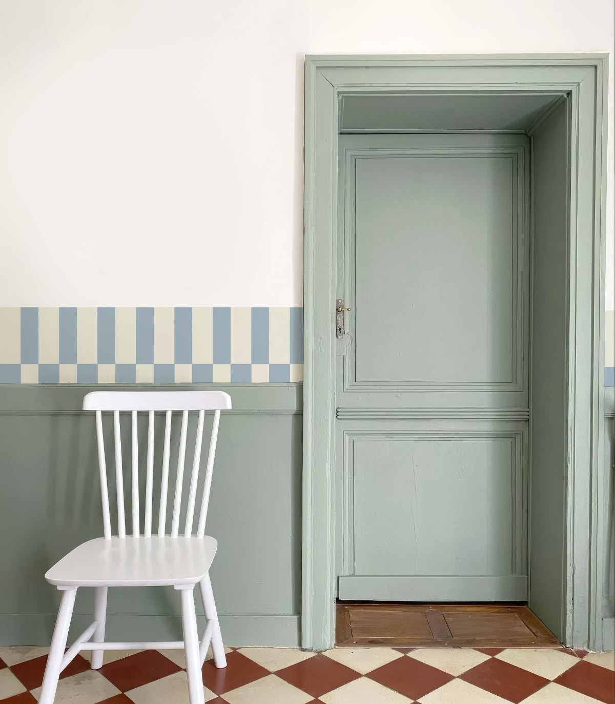Border Tetris Cool Blue Grey - Wallcolors®