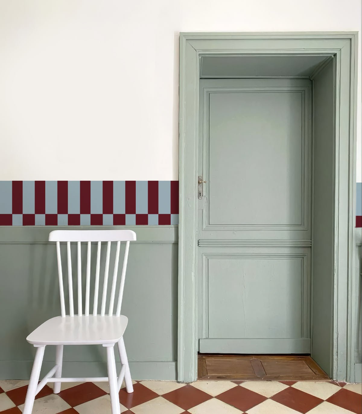 Border Tetris Dusty Blue - Wallcolors®