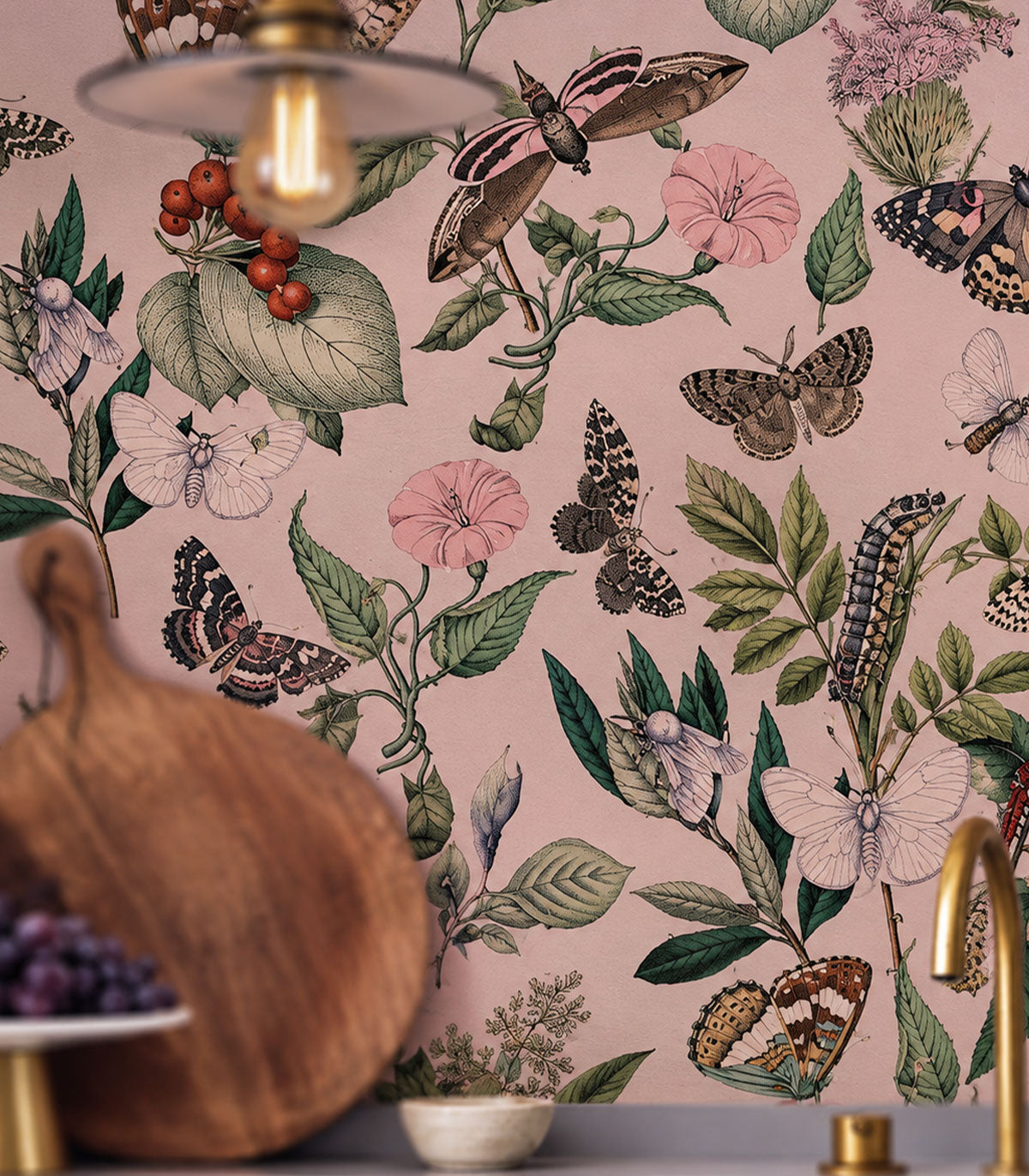 Wallpaper Butterfly Rowan Pink