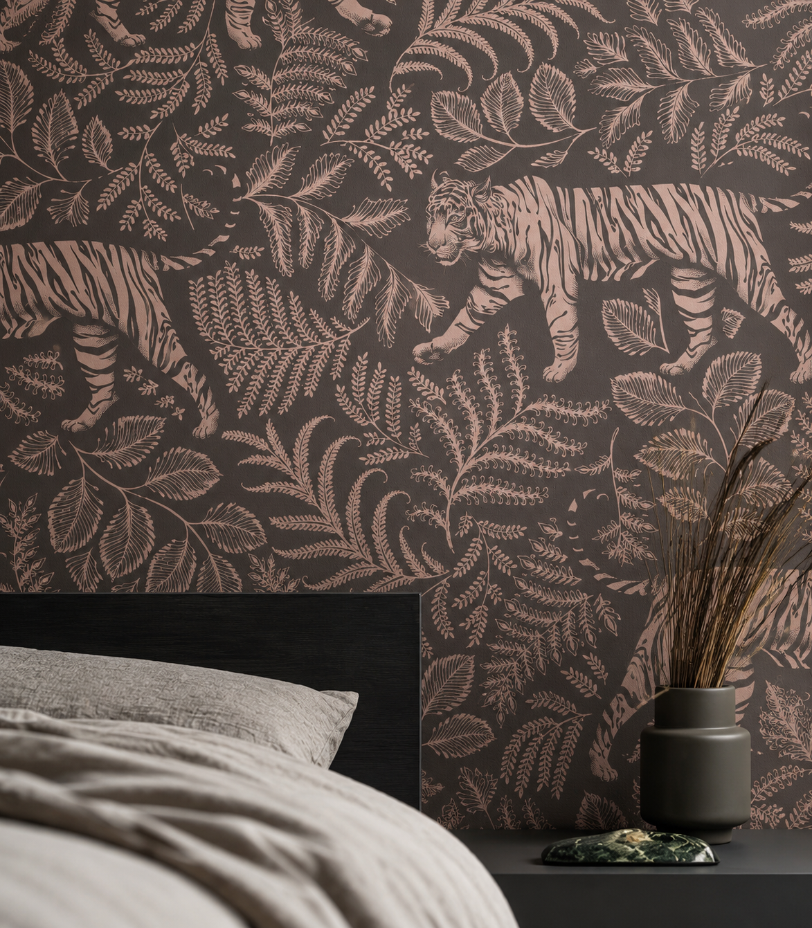 Wallpaper Camouflaged Tiger Gray Pink