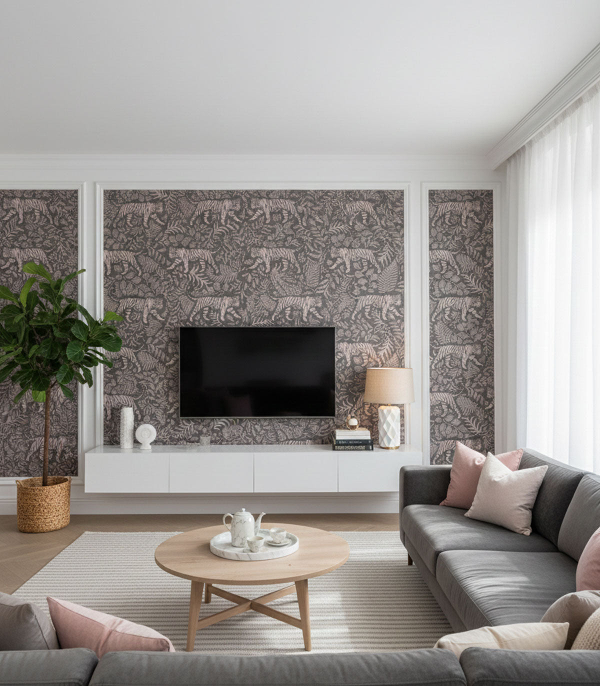 Tapeta Camouflaged Tiger Gray Pink