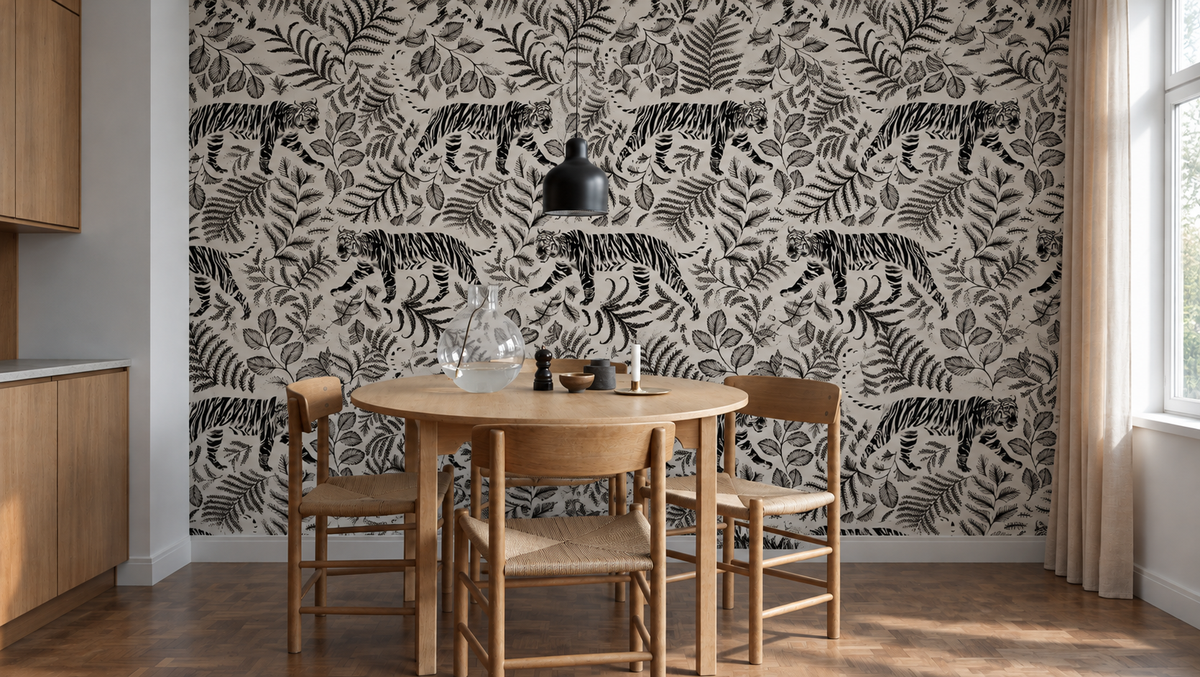 Tapeta Camouflaged Tiger White