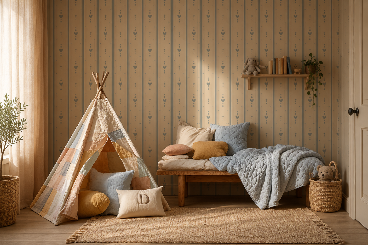 Tapete Cottage Stripe Dusty Blue