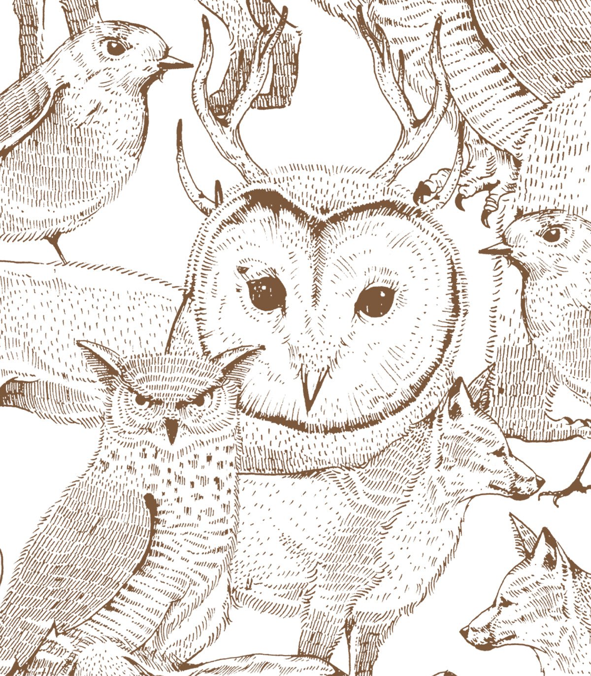 Tapeta Forest Friends Brown - Wallcolors®