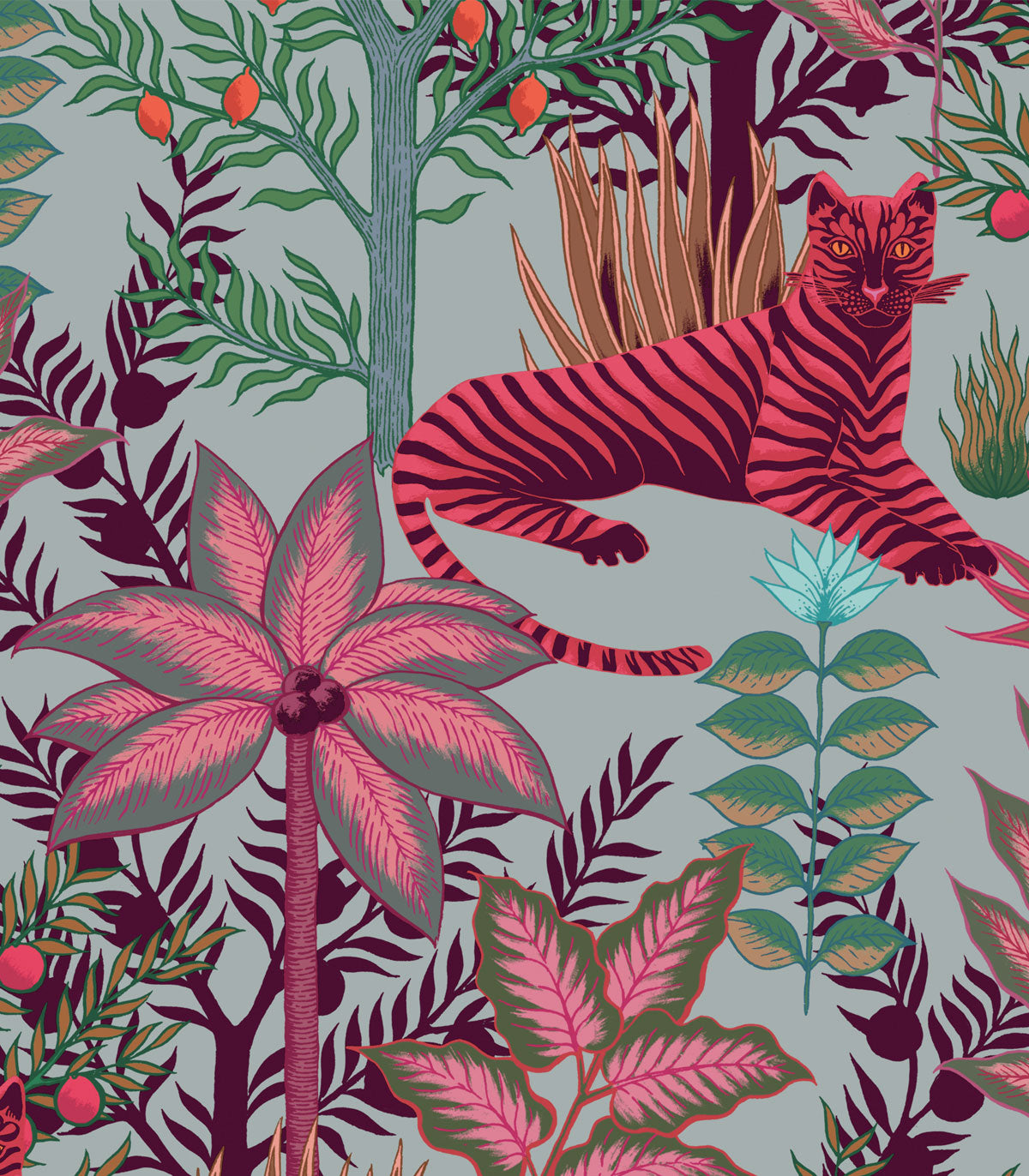 Tapeta Gold Tigers Pink