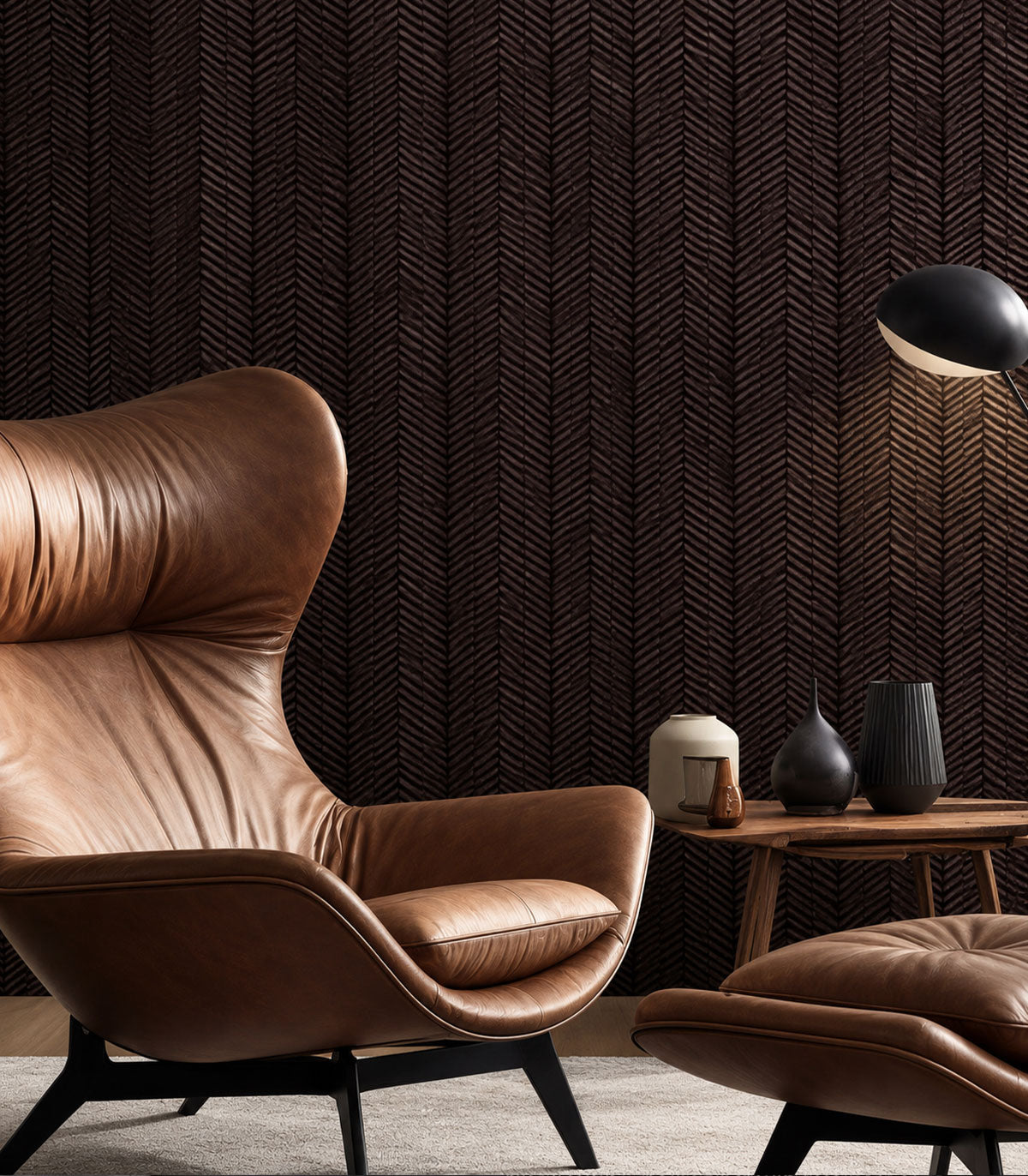 Carta da parati Herringbone Burgundy