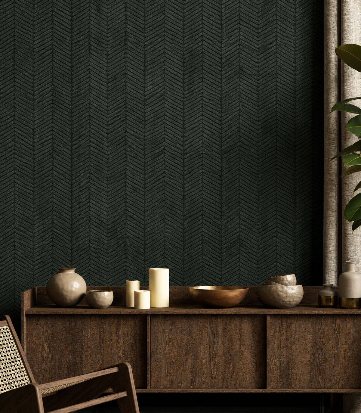 Carta da parati Herringbone green