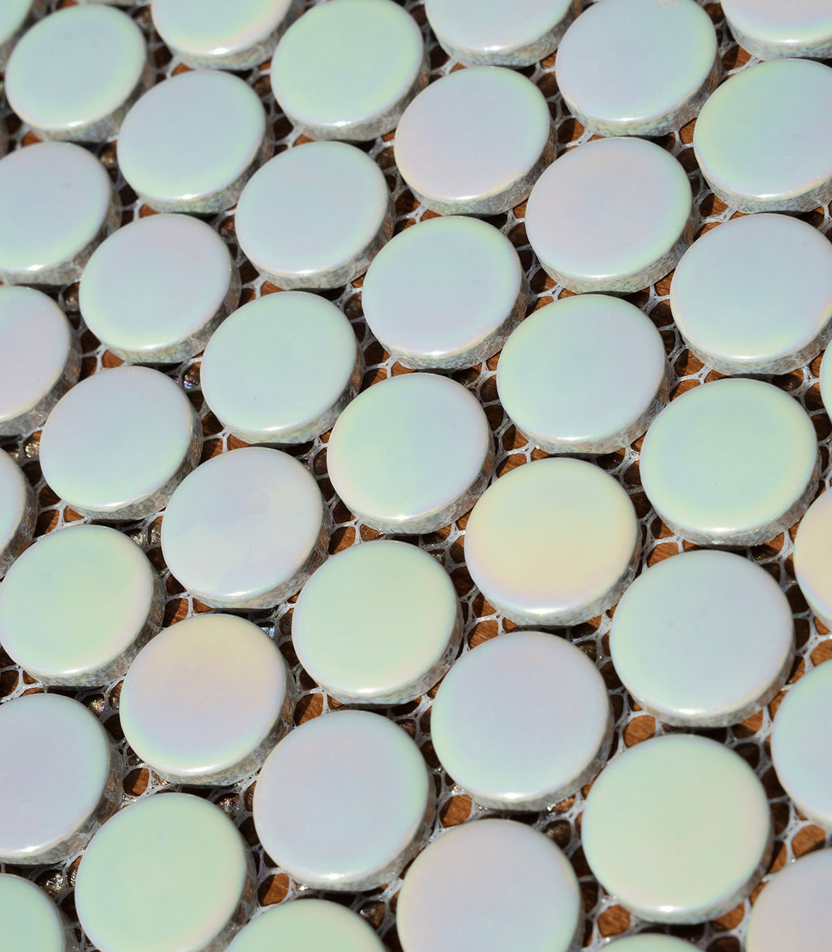Penny dots white pearl shine mosaic