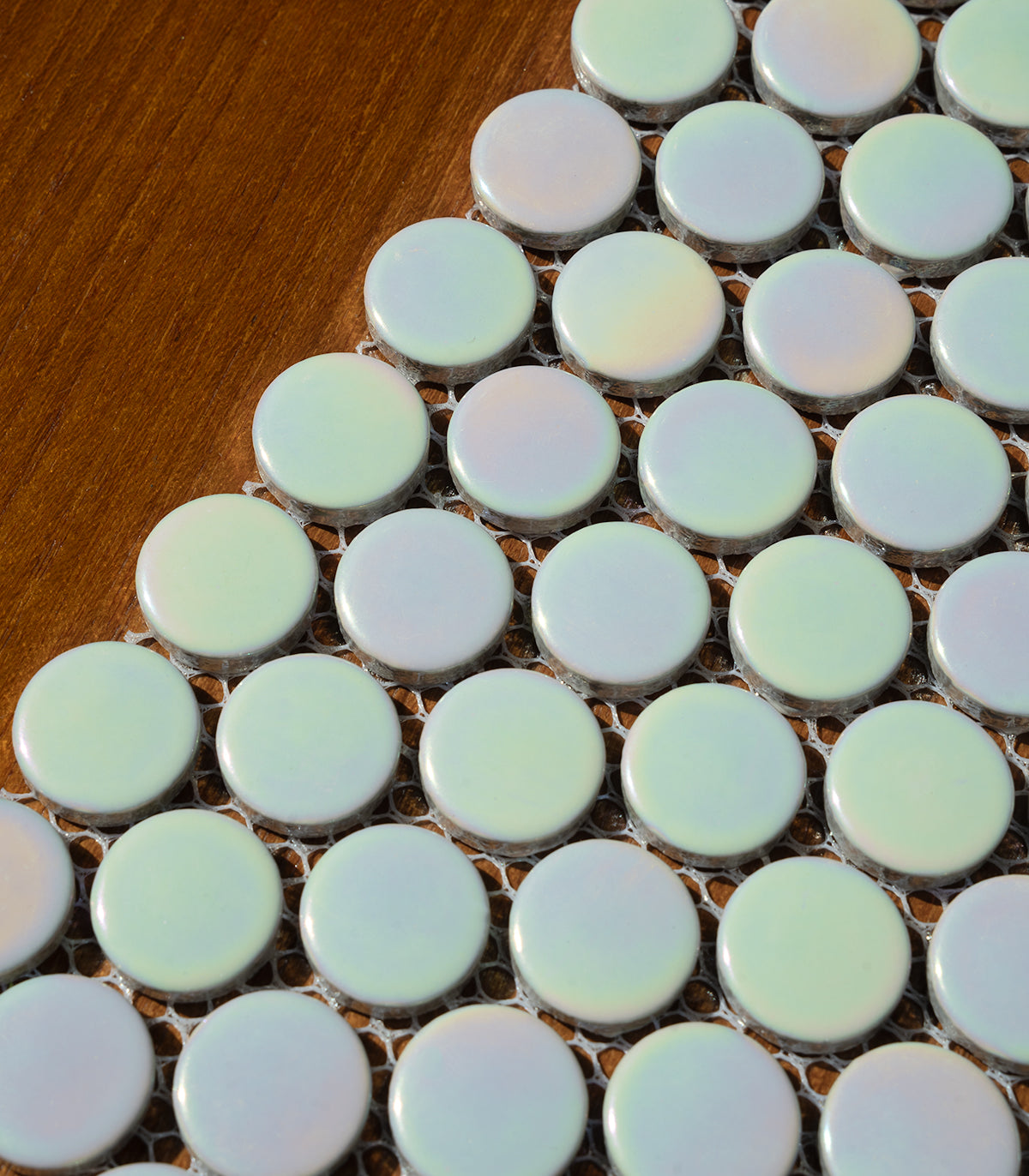 Penny dots white pearl shine mosaic