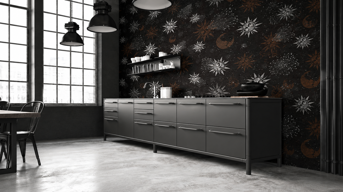 Papel pintado Moon and sun red