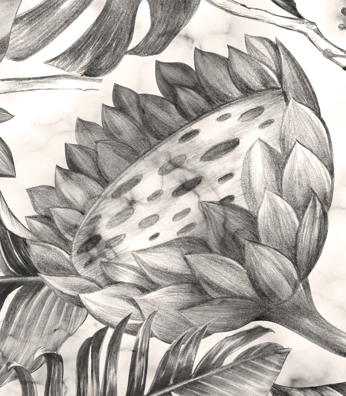 Mysterious Flower Monochrome Wallpaper