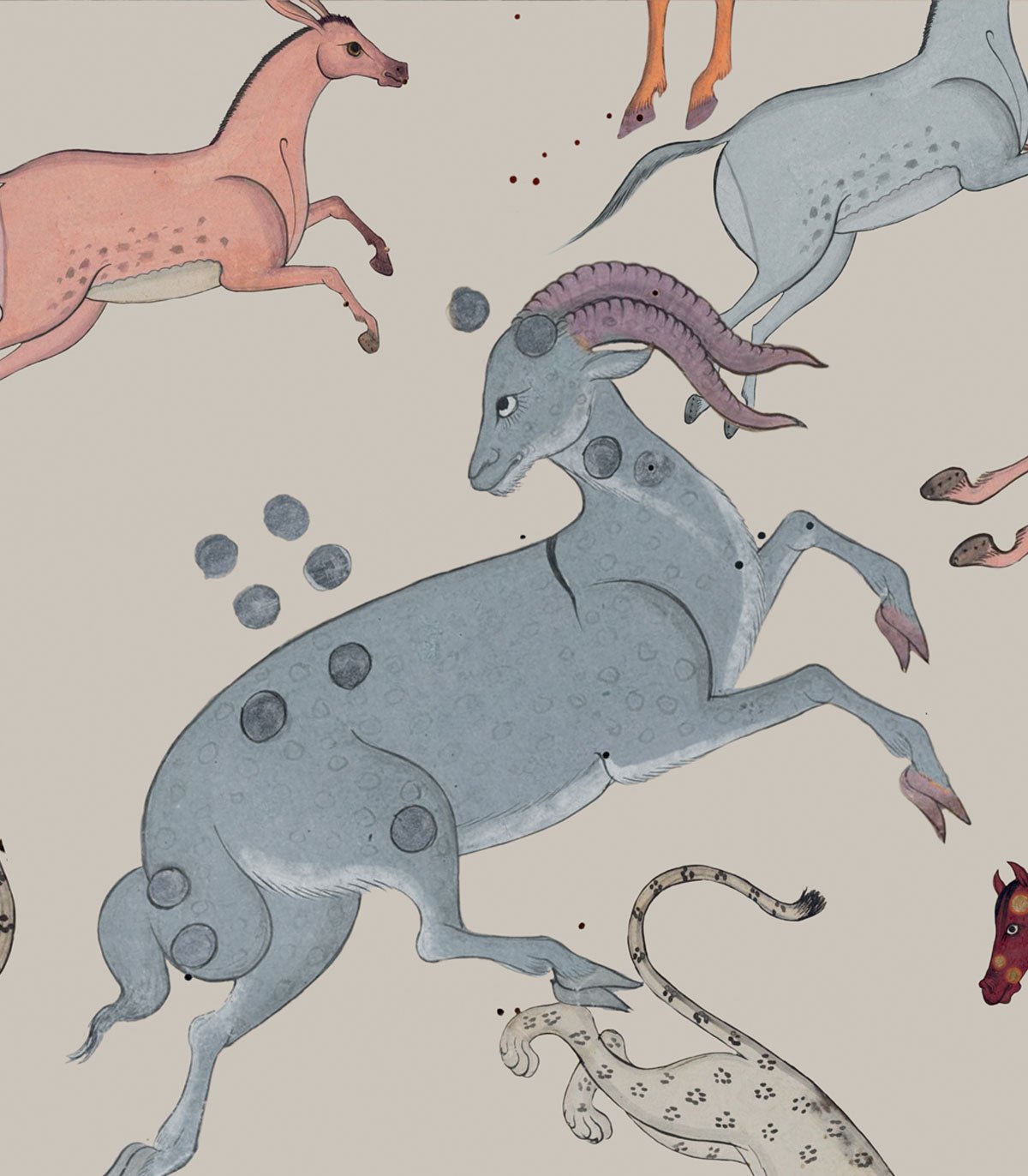 Tapeta Oriental Animals Beige - Wallcolors®