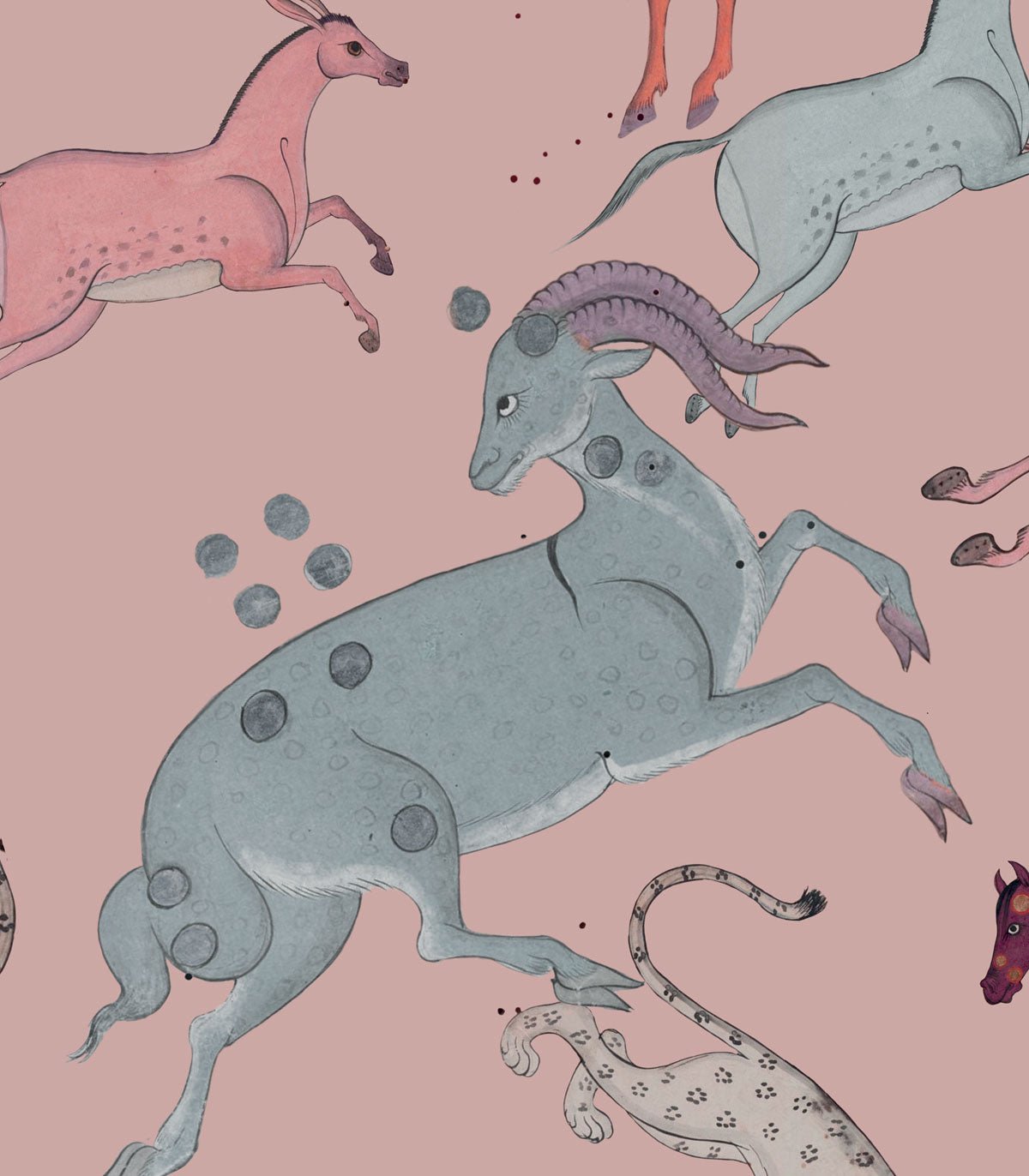 Tapeta Oriental Animals Light Pink - Wallcolors®