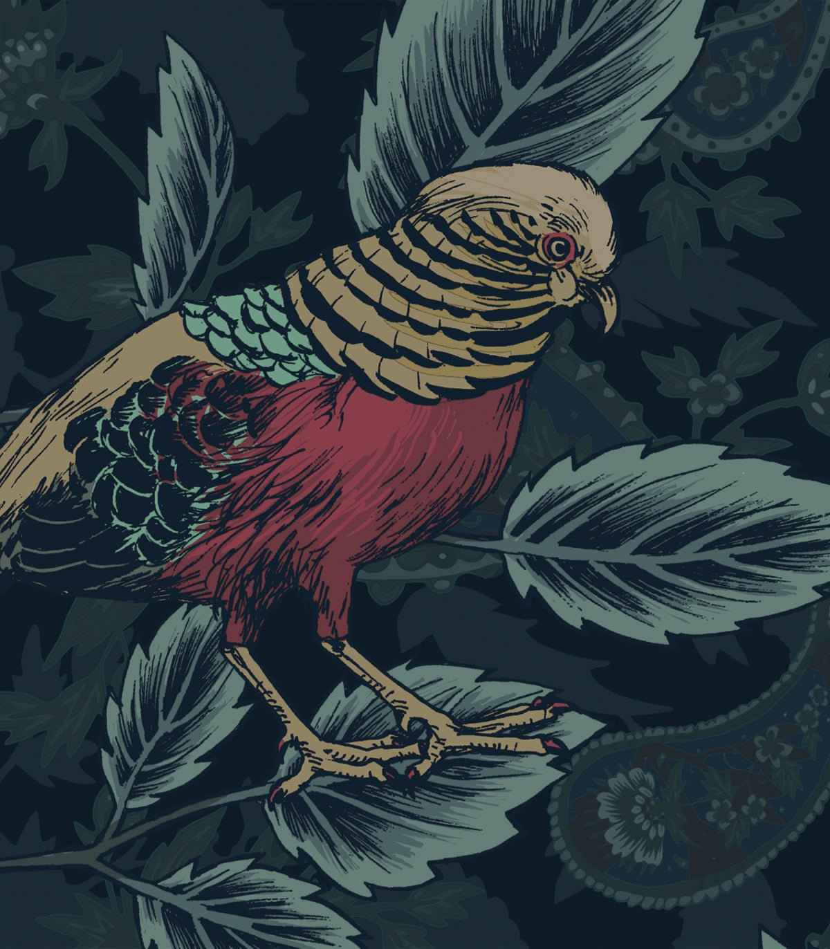 Tapeta Painted Pheasants - Wallcolors®