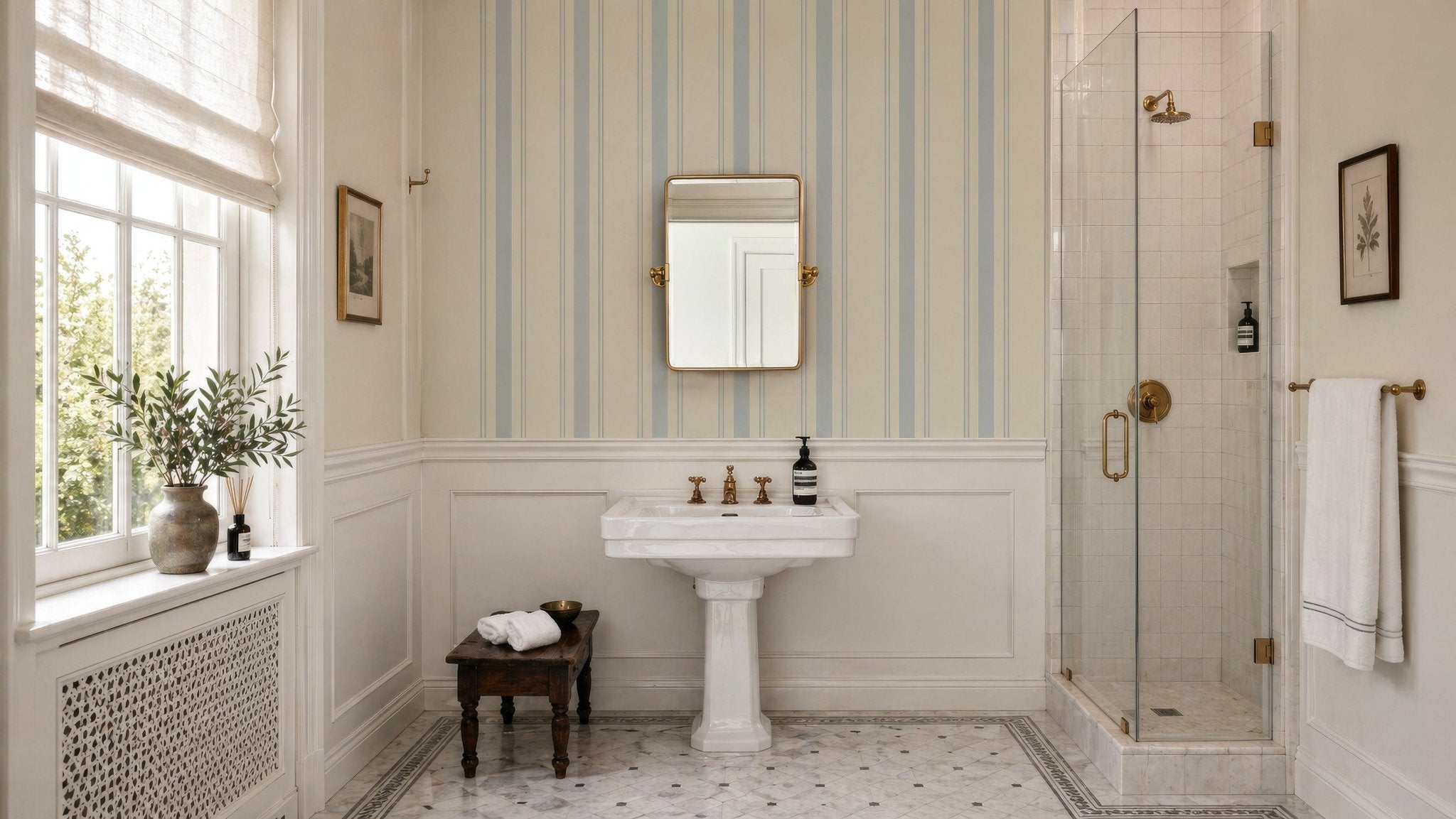 Tapeta Soft Stripe Sky Blue - Wallcolors®
