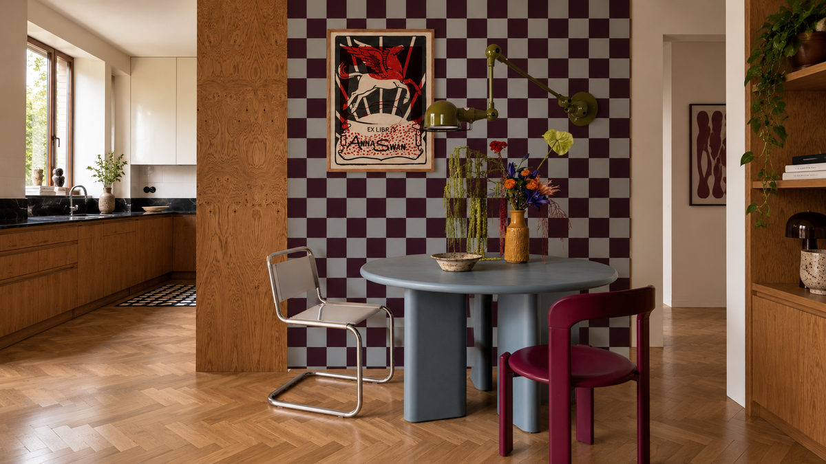Tapete Square Checks Deep Burgundy