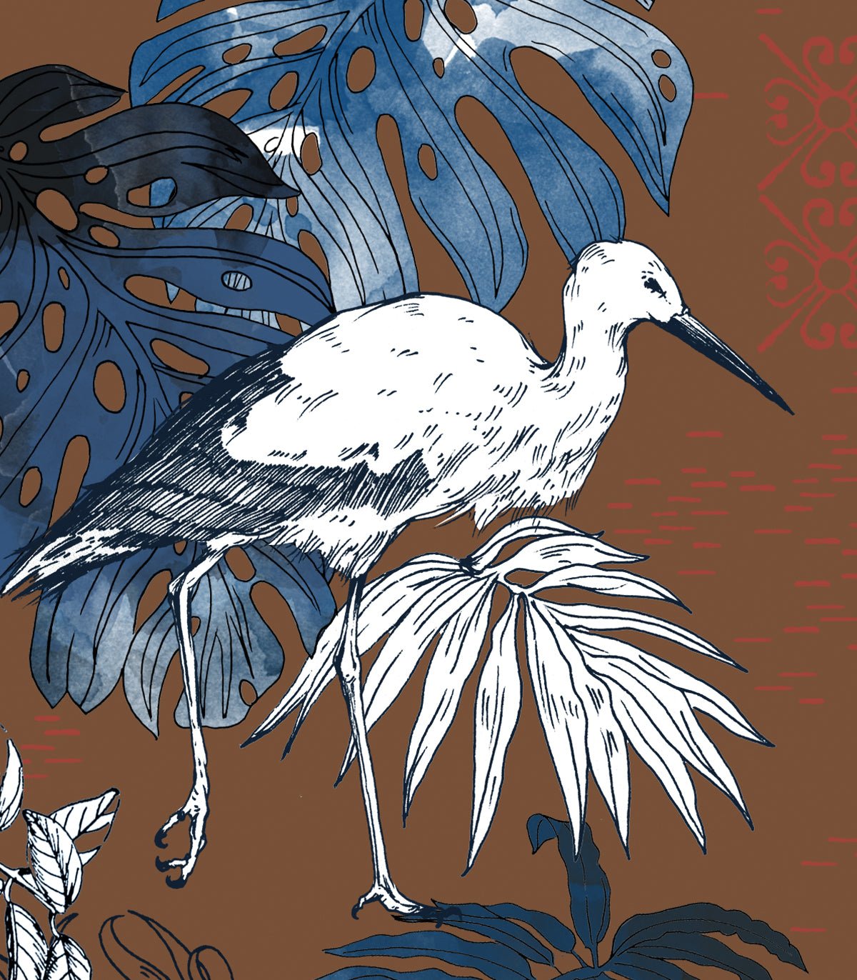 Tapeta Storks Red - Wallcolors®