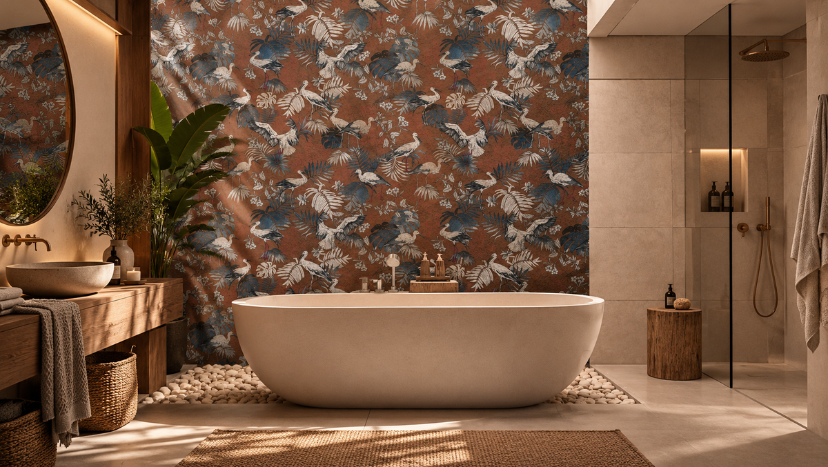 Wallpaper Storks Red