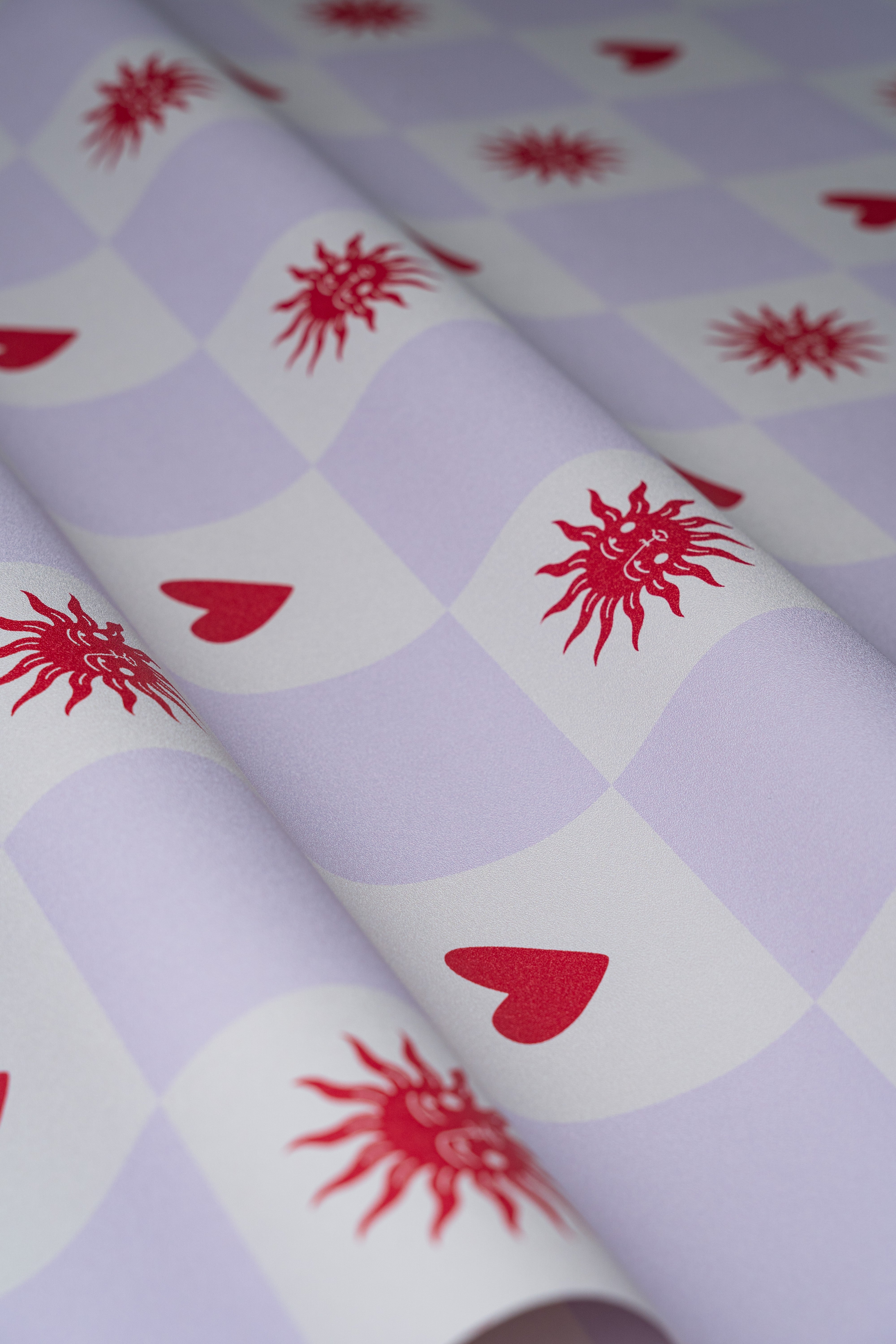 Wallpaper Sun and heart Lilac Cream