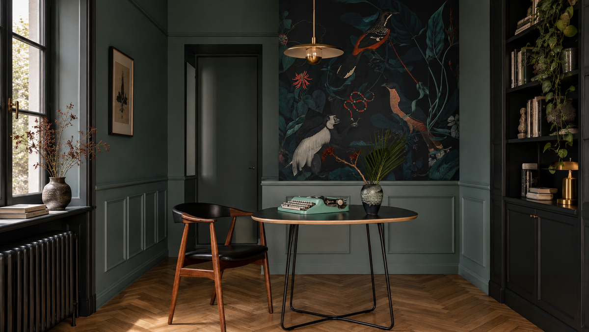 Wallpaper Teal Blue Garden