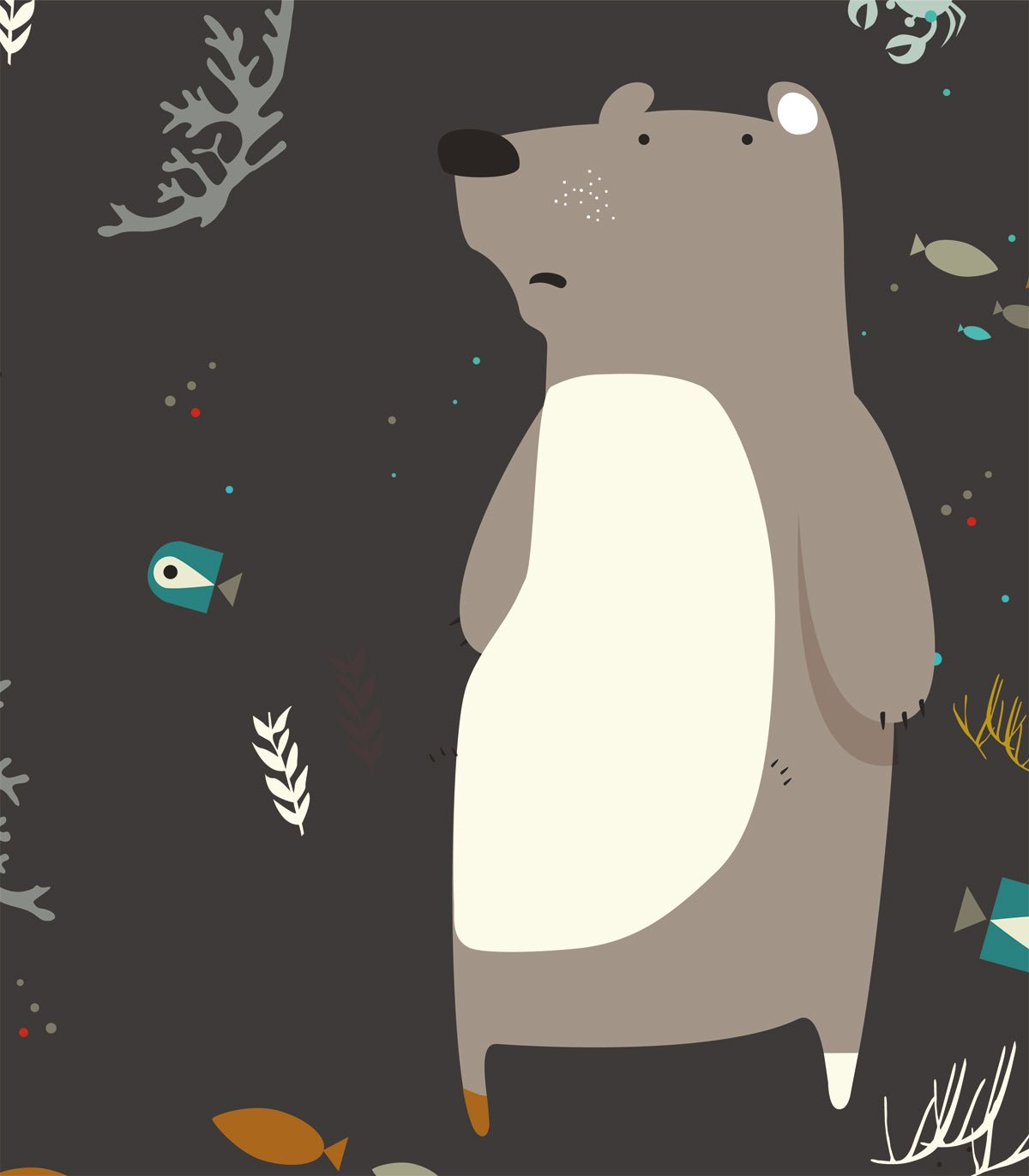 Tapeta Underwater Bear Black - Wallcolors®