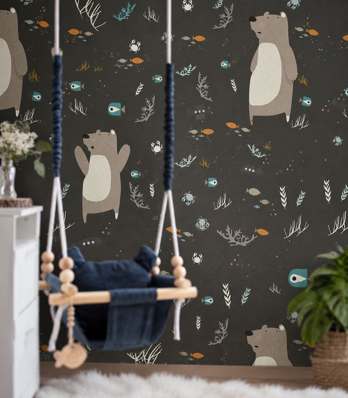 Tapeta Underwater Bear Black