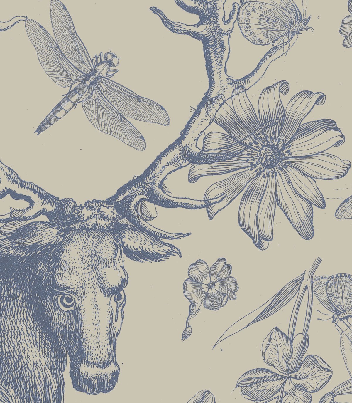 Tapeta Vintage botanic blue - Wallcolors®