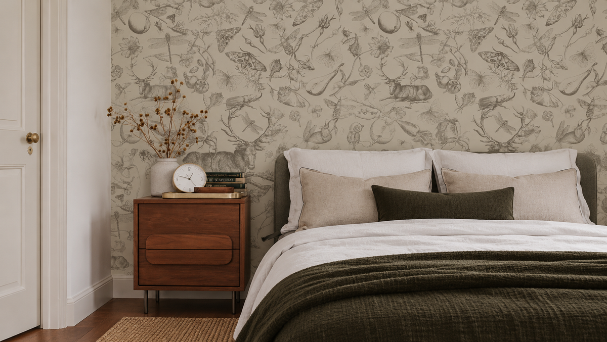 Wallpaper Vintage botanic light brown