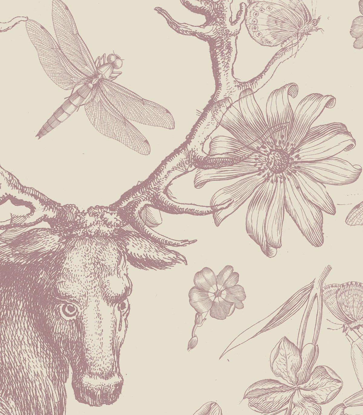 Tapeta Vintage botanic pink - Wallcolors®