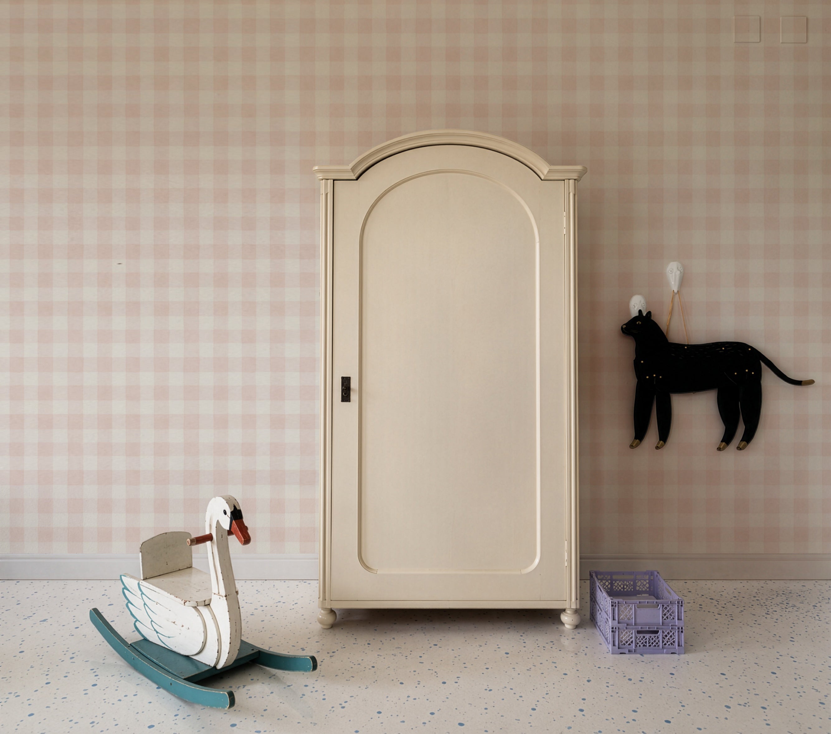 Carta da parati Watercolor Checks Blush Pink