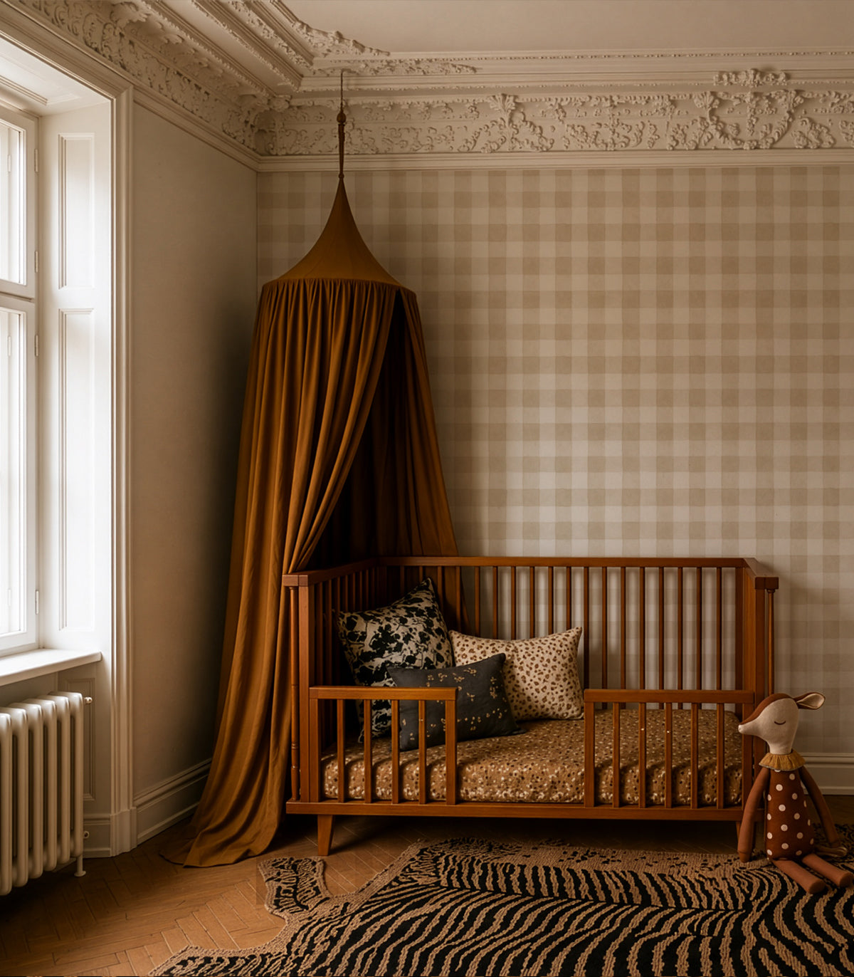 Tapeta Watercolor Checks Sand Beige