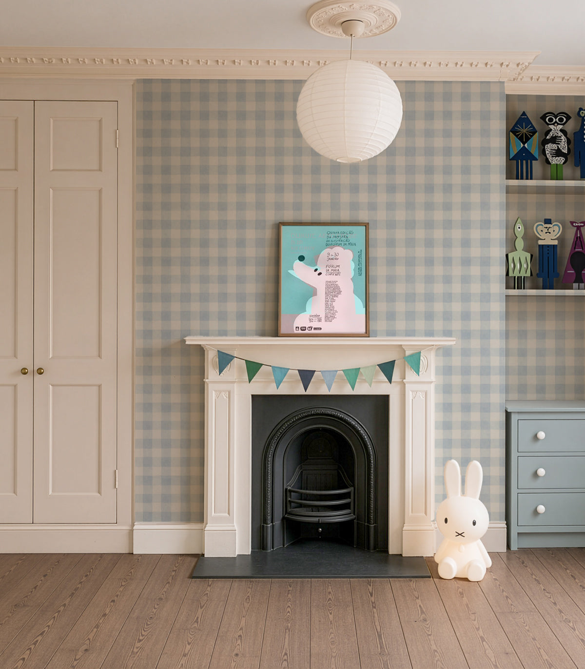 Tapeta Watercolor Checks Sky Blue