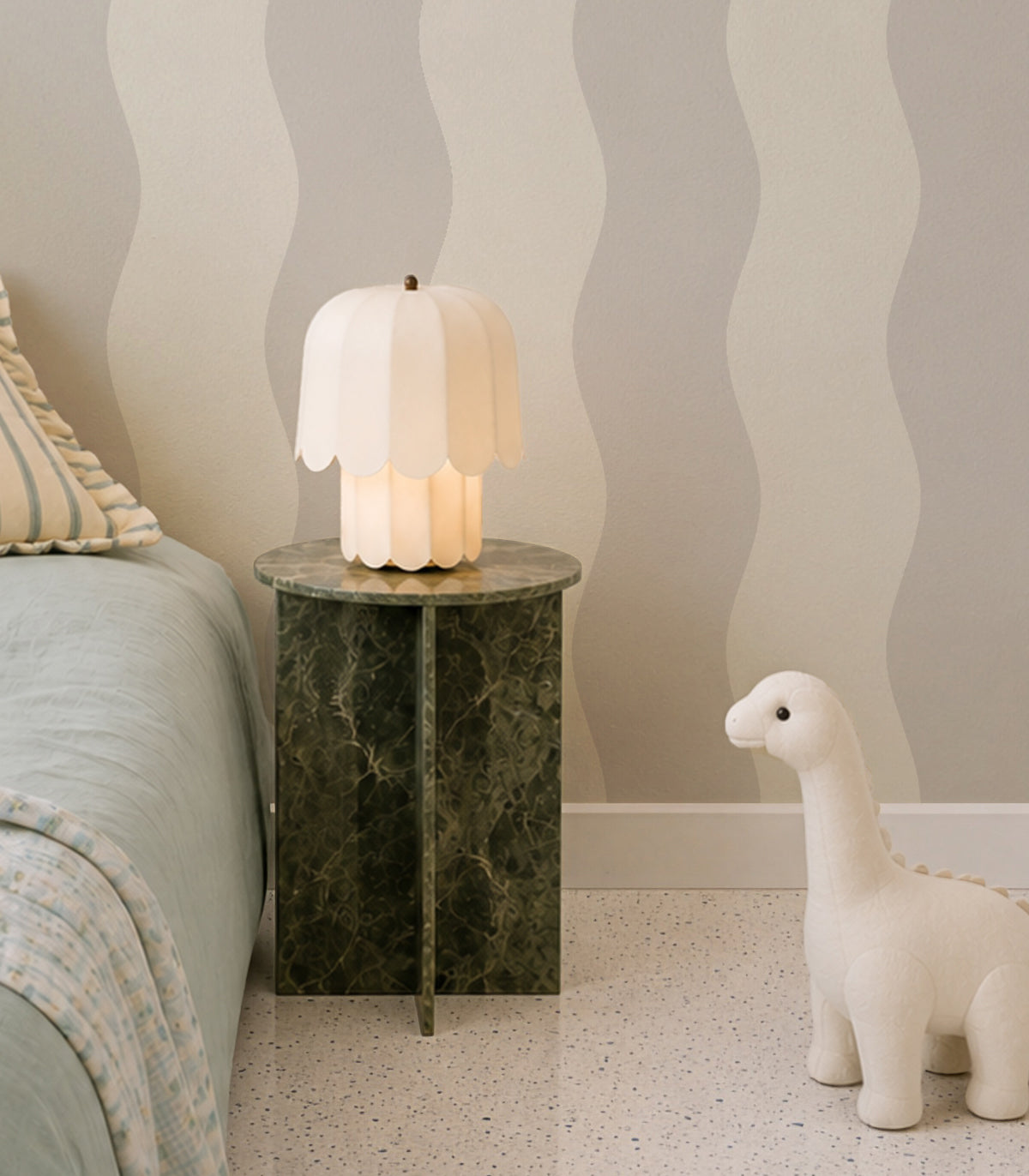 Tapeta Wave Stripe Flora White
