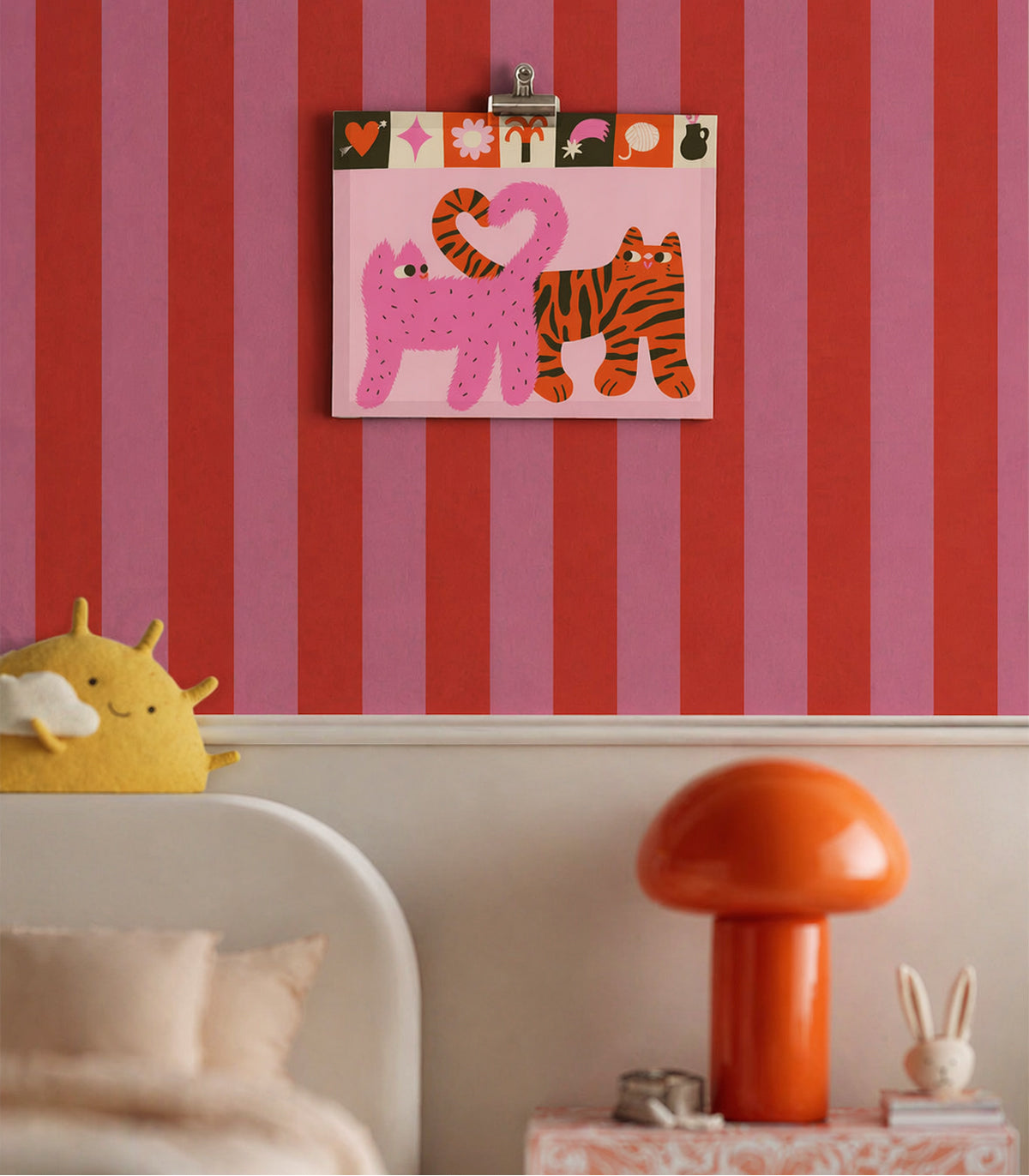 Tapeta Wide Stripe Play Cherry Pink