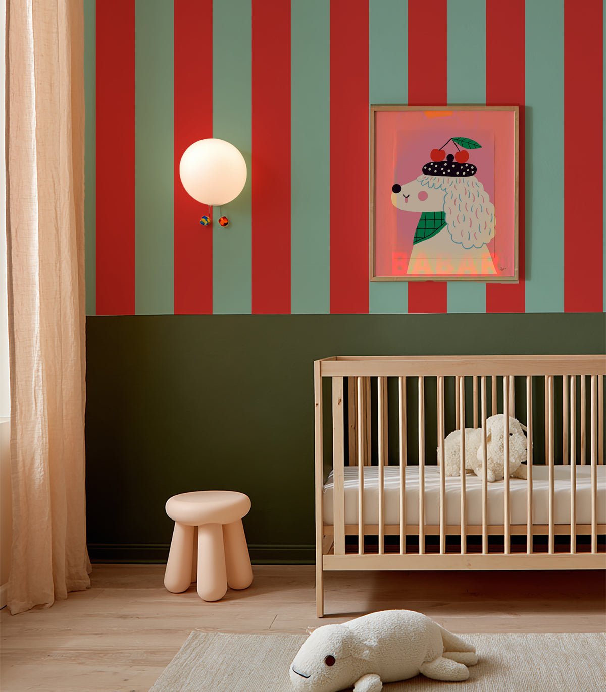 Tapeta Wilde Stripe Play Coral Mint - Wallcolors®