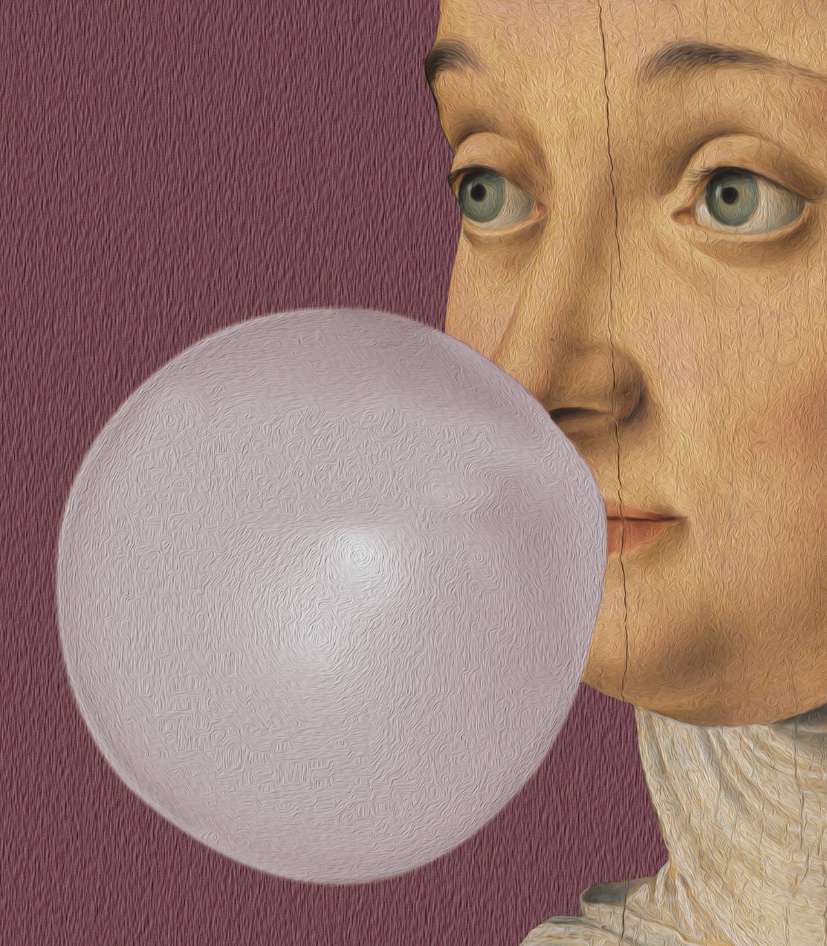 Dots Woman with Bubble Gum Eggplant - Wallcolors®