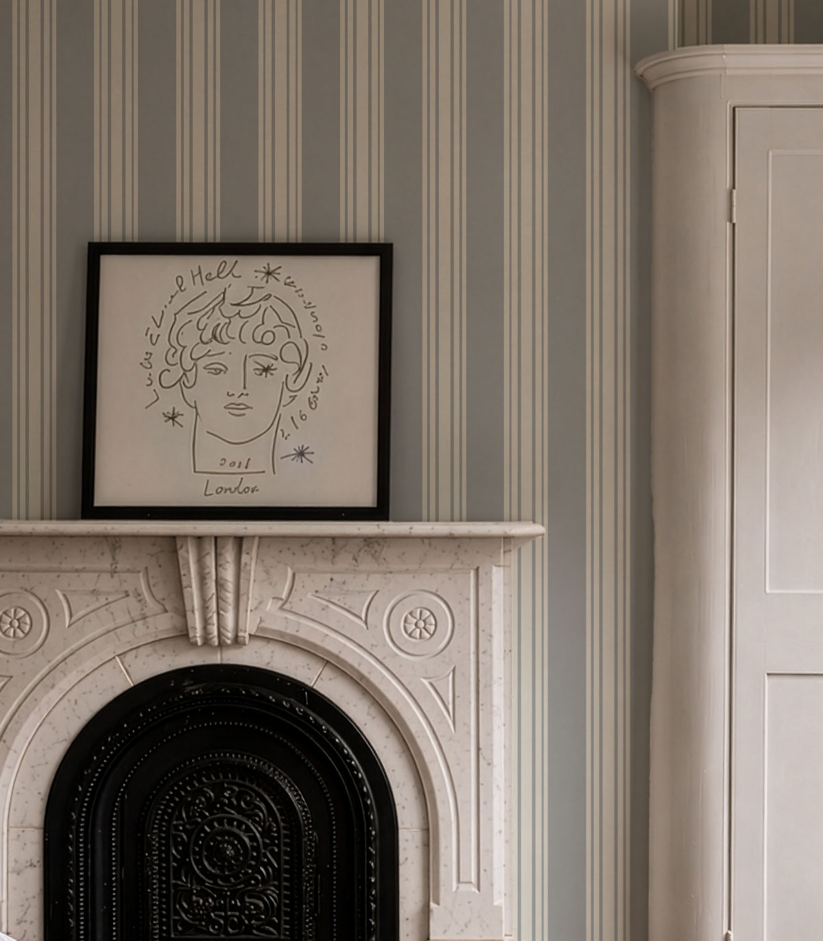 Wallpaper Woven Stripe Steel Gray