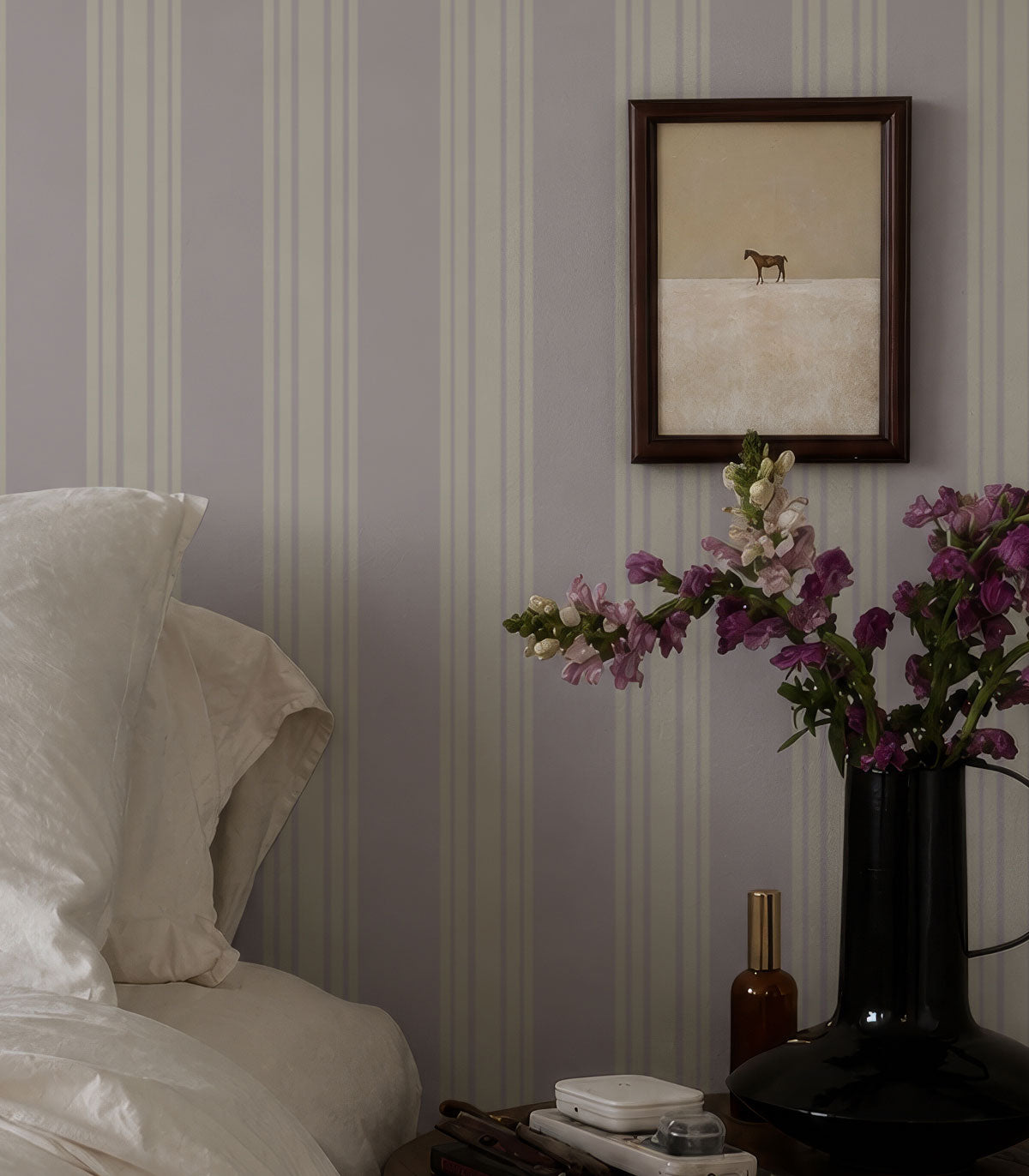 Wallpaper Woven Stripe Warm Taupe