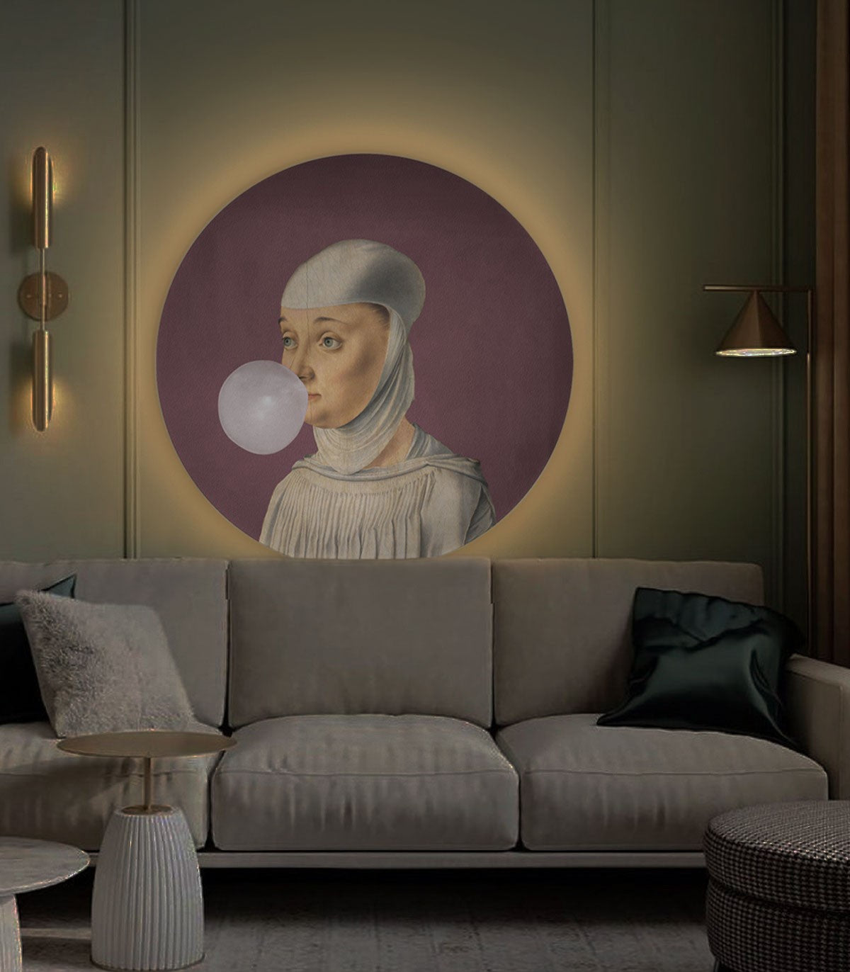 Dots Lighting Woman with Bubble Gum Eggplant