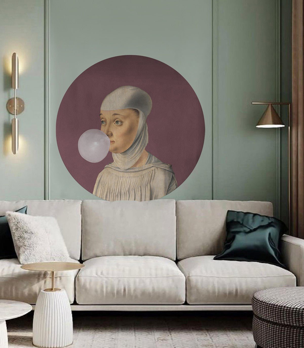 Dots Woman with Bubble Gum Eggplant - Wallcolors®