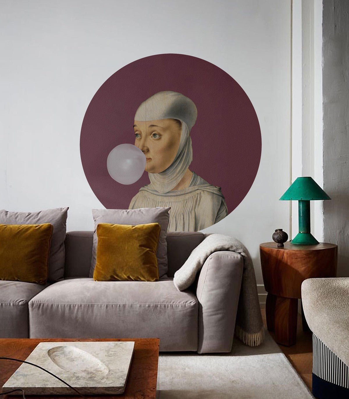 Dots Woman with Bubble Gum Eggplant - Wallcolors®