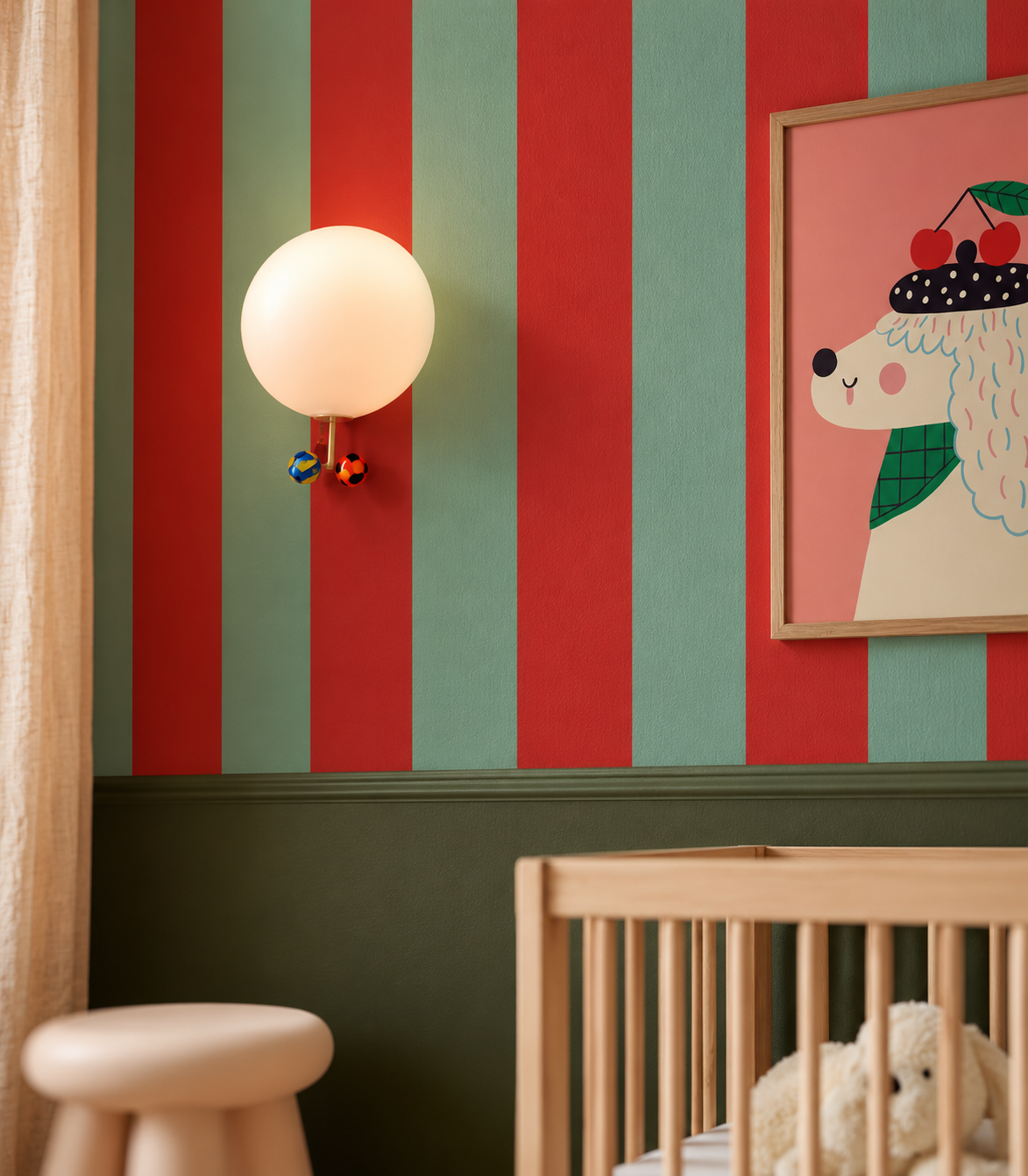 Carta da parati Wide Stripe Play Coral Mint